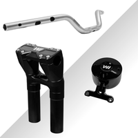Wings Custom Flat Bar Slim 1" Handlebar, Hawk Grip Riser & Single Hawk Speedometer Relocator Kit - Breakout, Street Bob, Standard, Low Rider S/ST 10-26