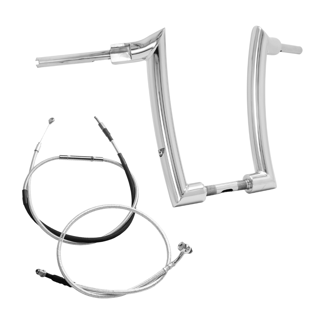 Wings Custom Mad Dogger Curve Rhino 2" Handlebar Kit with Cables - Road King 14-16 & 21-25 (Cable Clutch) - Polished Stainless Steel