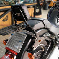 Wings Custom Sissy Bar King Low 16" Detachable with Luggage Rack - Fat Boy 00-26 - Gloss Black / Matte Black