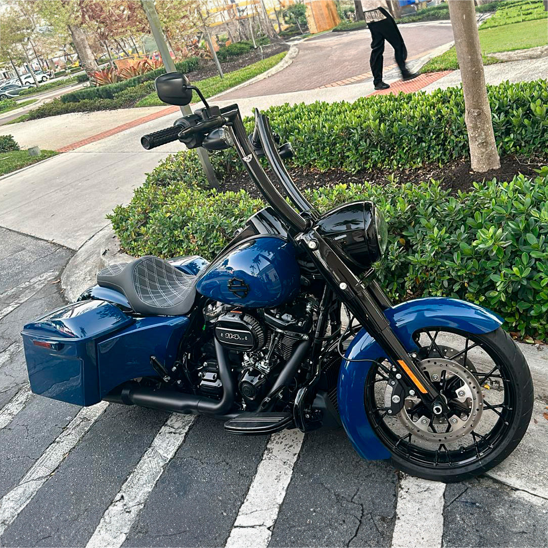 Wings Custom King Curve Rhino 2" Handlebar Kit with Cables & Wiring - Road King 14-20 (Hydraulic Clutch) - Gloss Black / Matte Black