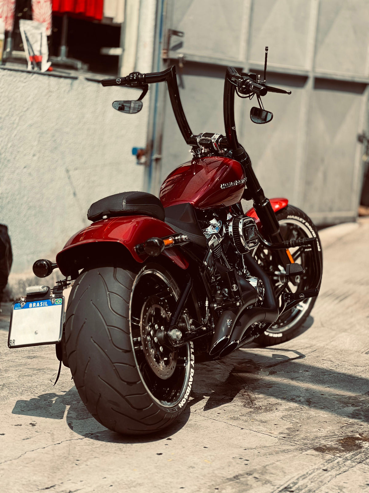 Wings Custom Mad Dogger Curve Rhino 2" Handlebar Kit with Cables & Wiring - Breakout 13-15 (Cable Throttle) - Gloss Black / Matte Black