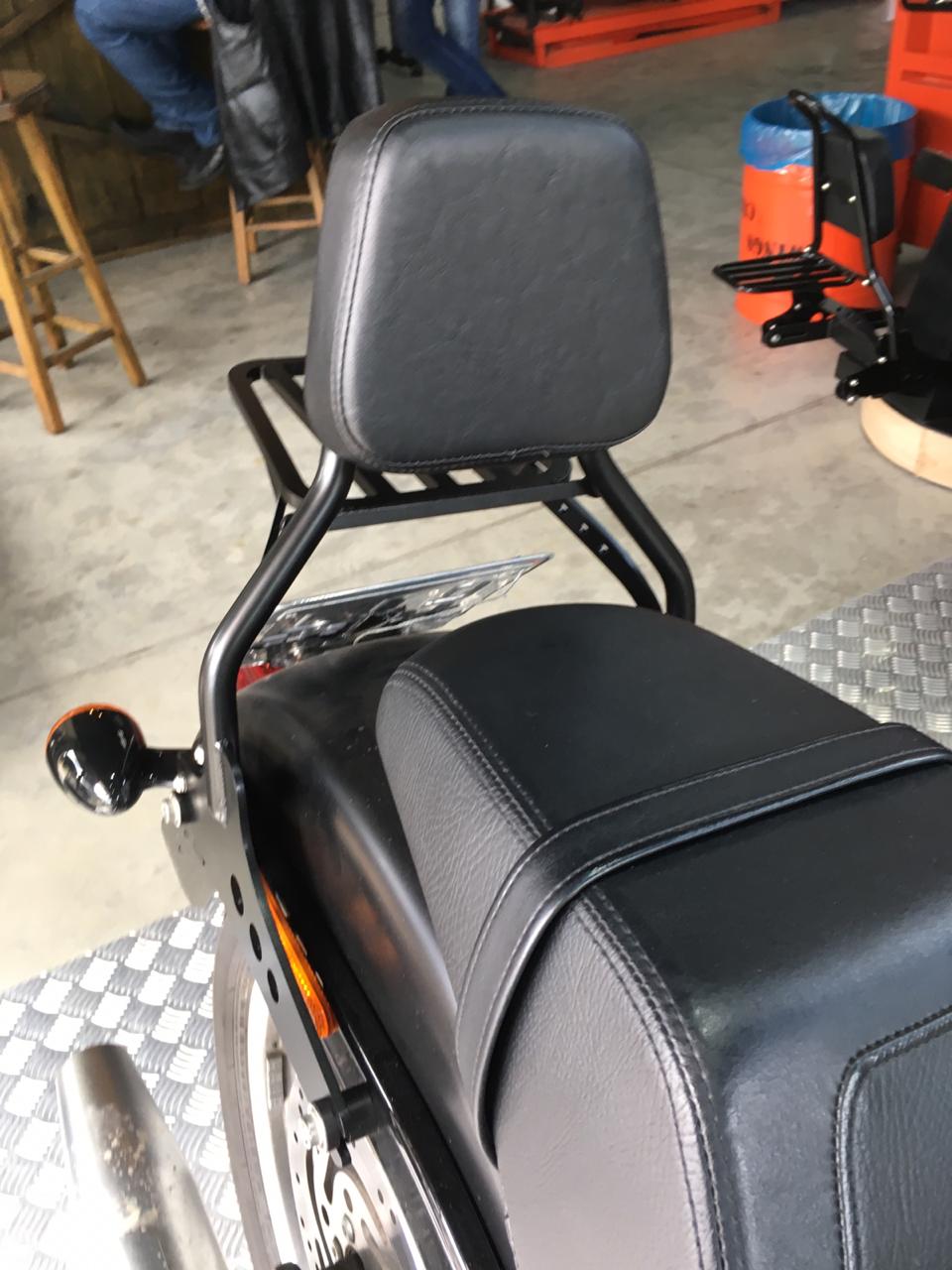 Wings Custom Sissy Bar King Low 16" Detachable with Luggage Rack - Fat Boy 00-26 - Gloss Black / Matte Black