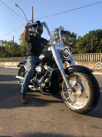 Wings Custom King Quinado Brutale 1-1/2" Handlebars - Fat Boy 00-26 - Polished Stainless Steel