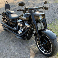 Wings Custom T-Bar Rhino 2" Handlebars - Fat Boy 00-26 - Gloss Black / Matte Black / Polished Stainless Steel