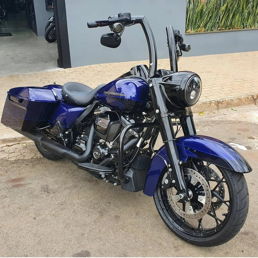 Wings Custom Front King Rhino 2" Handlebars - Road King 00-24 - Gloss Black / Matte Black