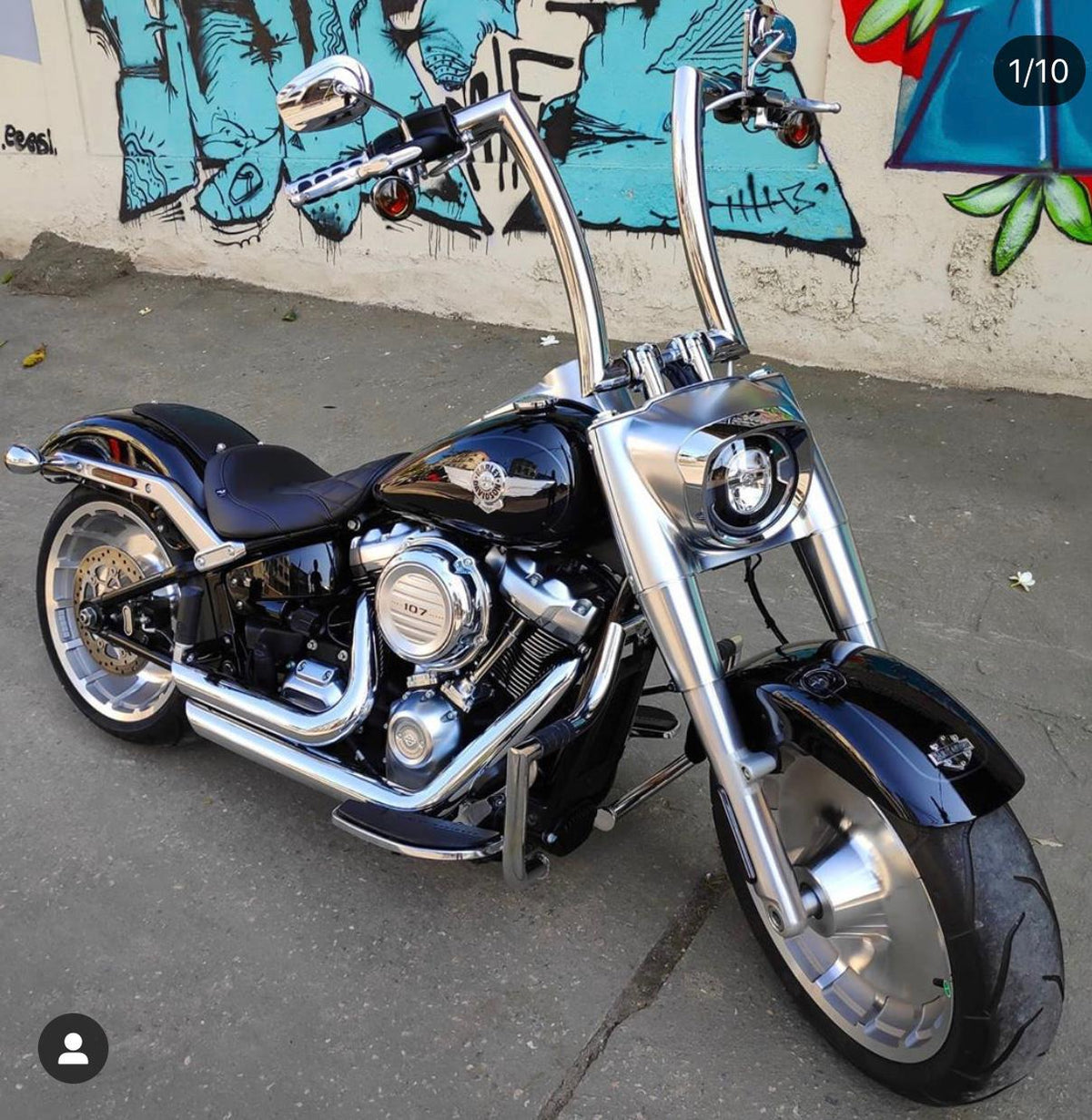 Wings Custom King Rhino 2" Handlebars - Fat Boy 00-26 - Polished Stainless Steel