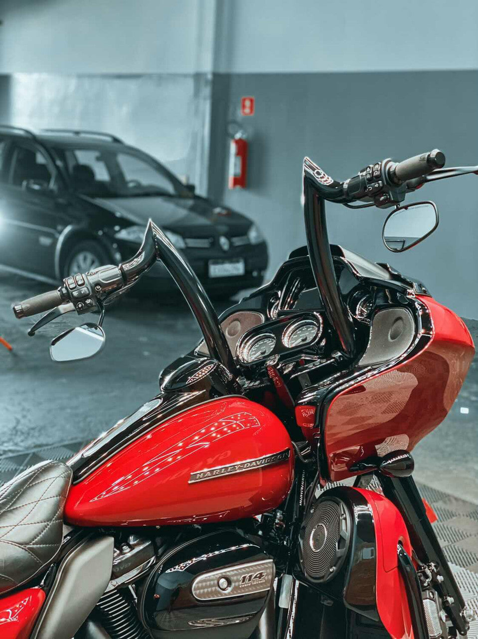 Wings Custom Diablo Rhino 2" Handlebar Kit with Cables - Road Glide 08-13 & 21-26 (Cable Clutch) - Gloss Black / Matte Black