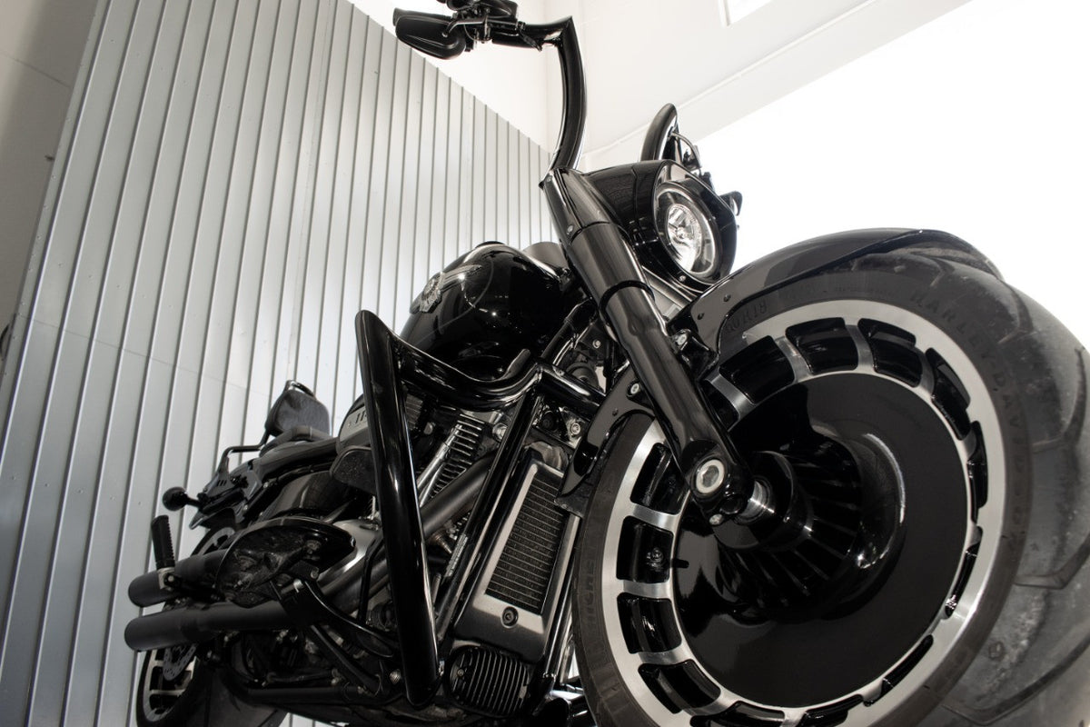 Wings Custom Diablo Rhino 2" Engine Guard / Crash Bar - Fat Boy 00-17 - Gloss Black / Matte Black
