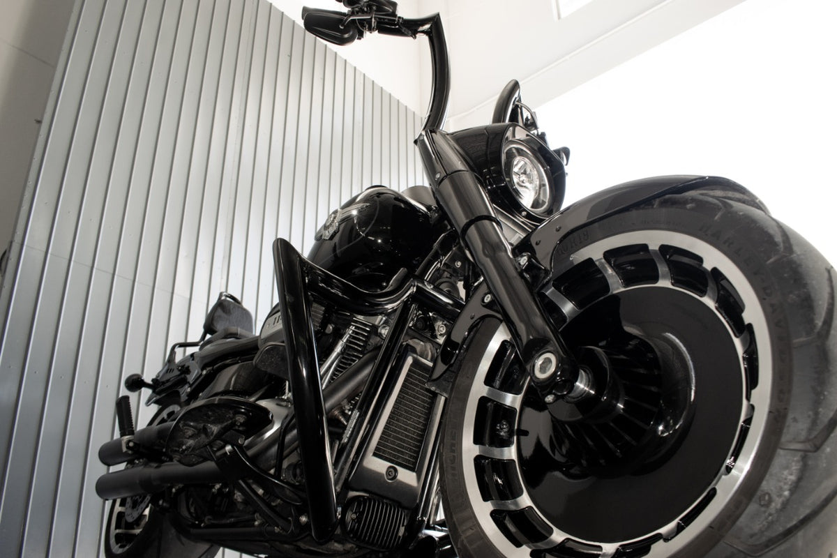 Wings Custom Diablo Rhino 2" Engine Guard / Crash Bar - Fat Boy 18-26 - Gloss Black / Matte Black