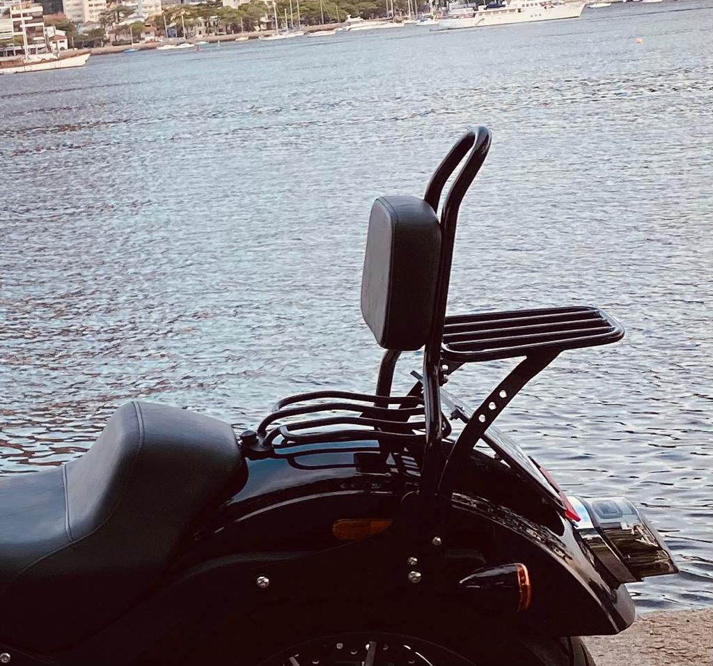 Wings Custom Sissy Bar King 20" Detachable with Luggage Rack - Low Rider S 18-26 - Gloss Black / Matte Black
