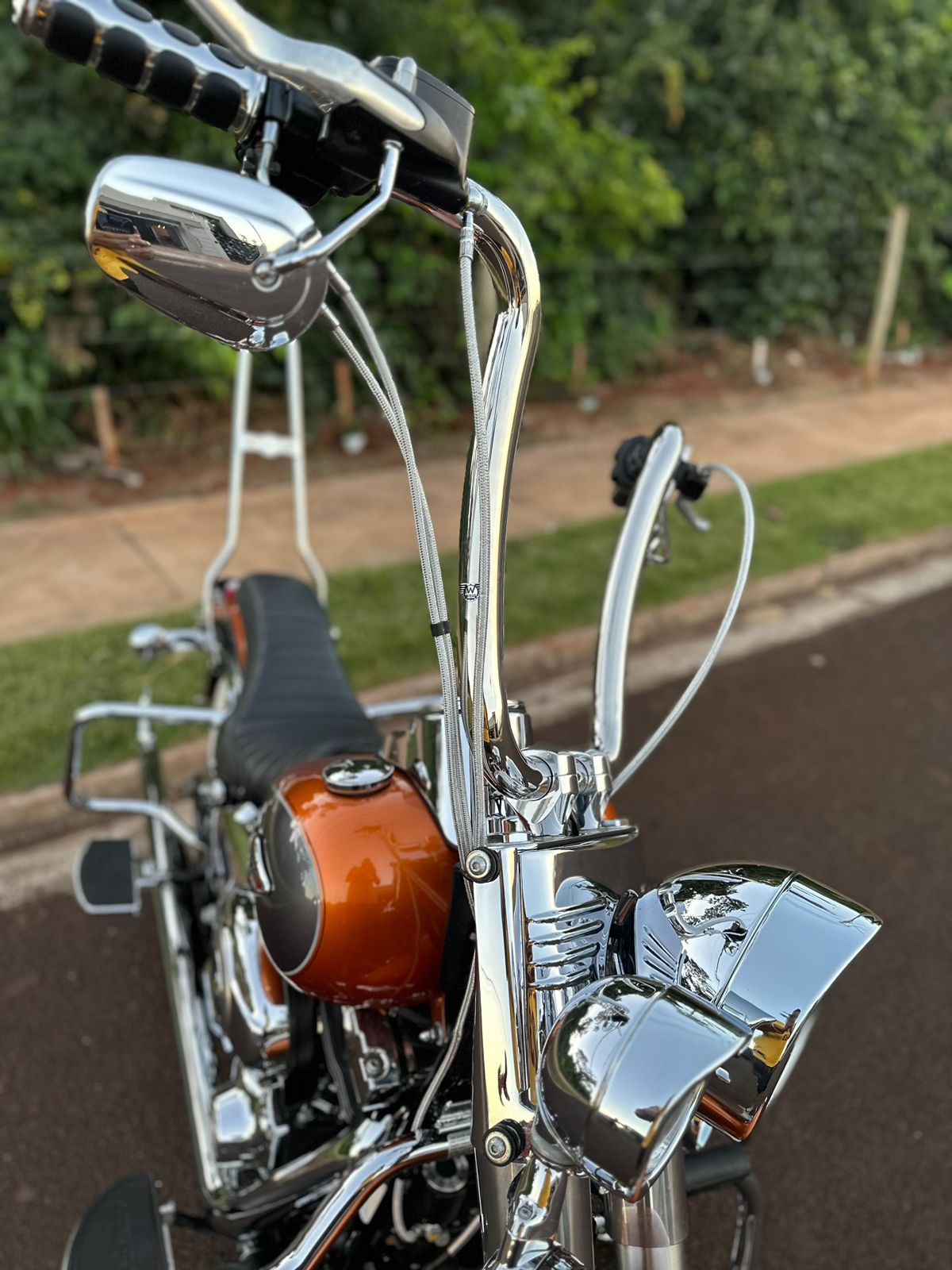 Wings Custom Ape Hanger Curve Brutale 1-1/2" Handlebars - Heritage 00-26 - Polished Stainless Steel