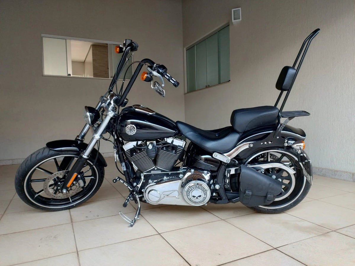 Wings Custom Sissy Bar King 30" Detachable with Luggage Rack - Breakout 13-26 - Gloss Black / Matte Black