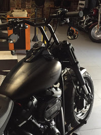 Wings Custom Sun Bar Pullback Robust 1-1/4" Handlebars - Fat Bob 18-24 - Gloss Black / Matte Black