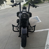 Wings Custom Diablo Curve Rhino 2" Handlebars - Fat Boy 00-26 - Polished Stainless Steel / Gloss Black / Matte Black