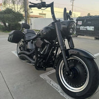 Wings Custom Diablo Curve Rhino 2" Handlebars - Fat Boy 00-26 - Polished Stainless Steel / Gloss Black / Matte Black