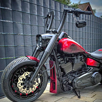 Wings Custom King Curve Rhino 2" Handlebars - Fat Boy 00-26 - Gloss Black / Matte Black