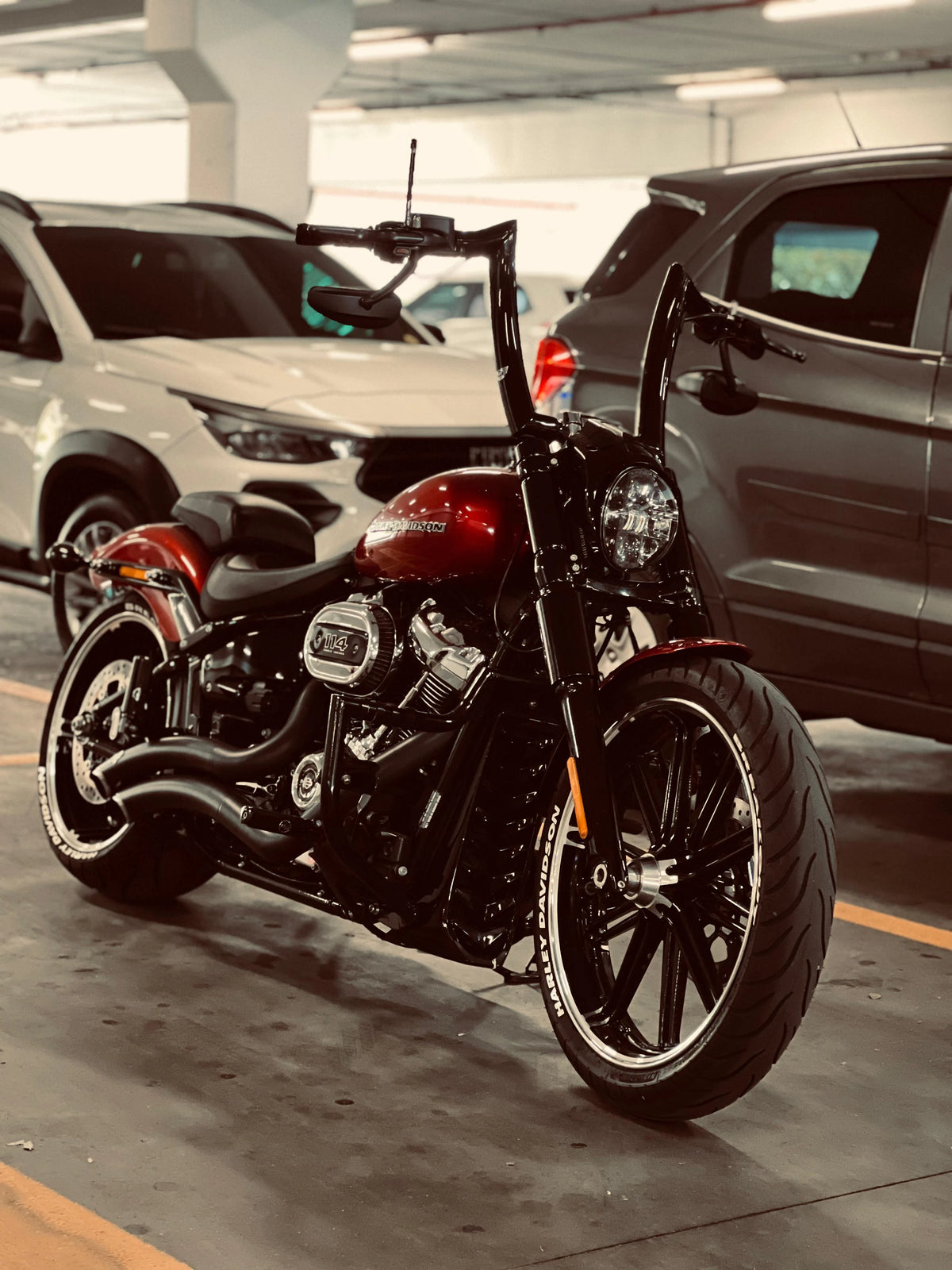 Wings Custom Mad Dogger Curve Rhino 2" Handlebars - Breakout 13-26 - Gloss Black / Matte Black