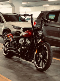 Wings Custom Mad Dogger Curve Rhino 2" Handlebars - Breakout 13-26 - Gloss Black / Matte Black