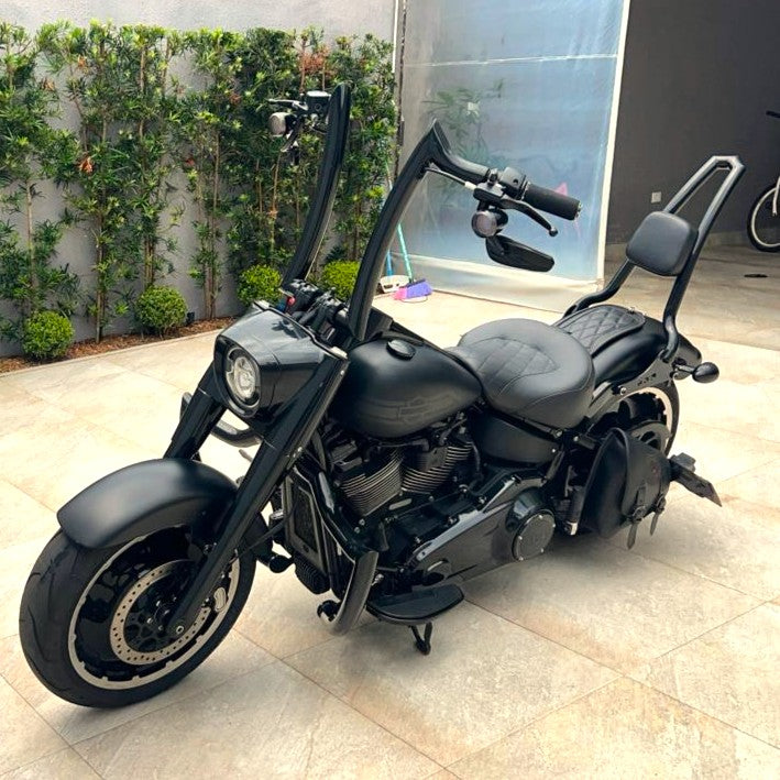 Wings Custom Sissy Bar Backbone Brutale 25" Detachable - Softail 00-26 - Gloss Black / Matte Black