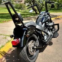Wings Custom Sissy Bar Squarebone Brutale 25" Detachable - Fat Boy 06-26 - Gloss Black / Matte Black