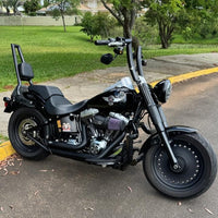 Wings Custom Sissy Bar Squarebone Brutale 25" Detachable - Fat Boy 06-26 - Gloss Black / Matte Black