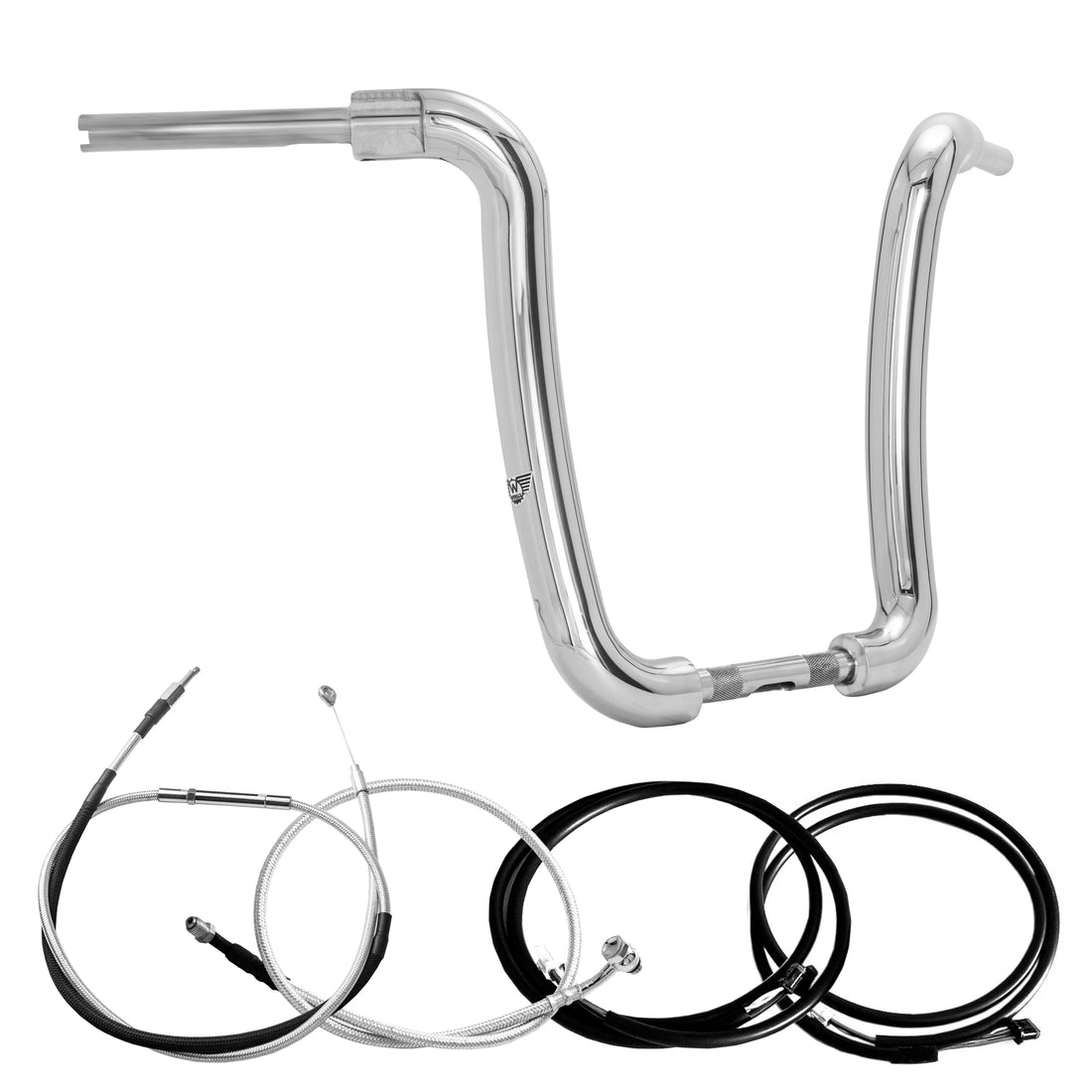Wings Custom Ape Curve Rhino 2" Handlebar Kit with Cables & Wiring - Road King 14-16 & 21-25 (Cable Clutch) - Polished Stainless Steel