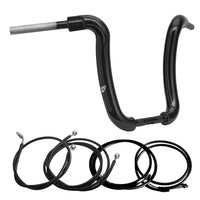 Wings Custom Ape Curve Rhino 2" Handlebar Kit with Cables & Wiring - Road King 14 & 17-20 (Hydraulic Clutch) - Gloss Black / Matte Black