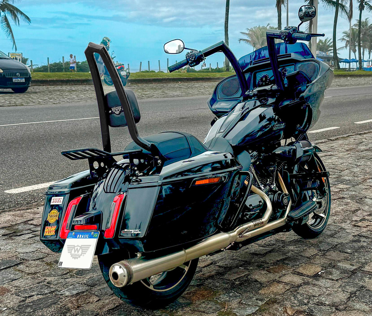 Wings Custom Sissy Bar Backbone Brutale 25" Detachable - Touring 09-26 - Gloss Black / Matte Black