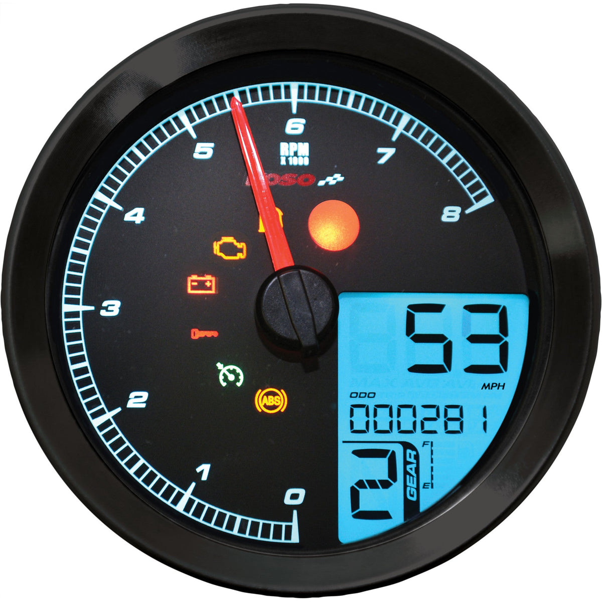 Koso Speedo / Tach BLK Bezel LCD Color Change Display
