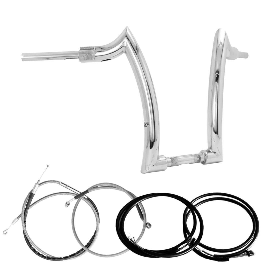 Wings Custom Front Diablo Rhino 2" Handlebar Kit with Cables & Wiring - Road King 13-16 & 21-25 (Cable Clutch) - Polished Stainless Steel