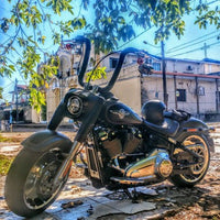 Wings Custom Ape Curve Rhino 2" Handlebars - Fat Bob 18-24 - Gloss Black / Matte Black