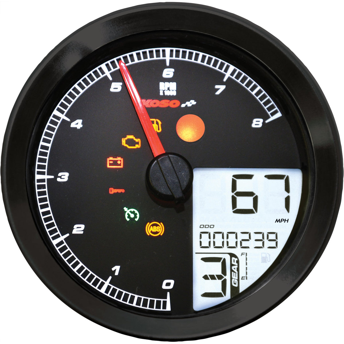 Koso Speedo / Tach BLK Bezel LCD Color Change Display