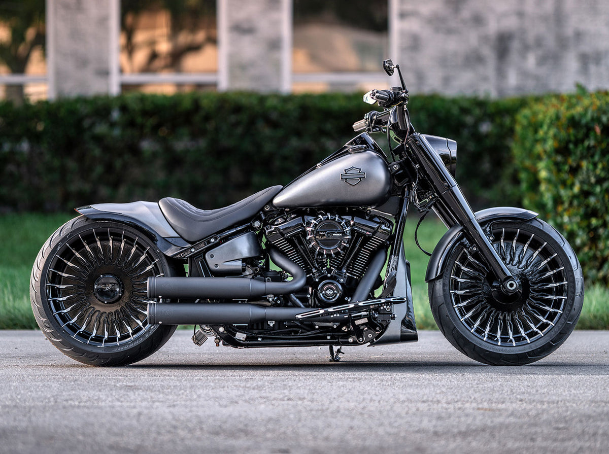 FATBOX, a custom Harley-Davidson Fat Boy in black on black
