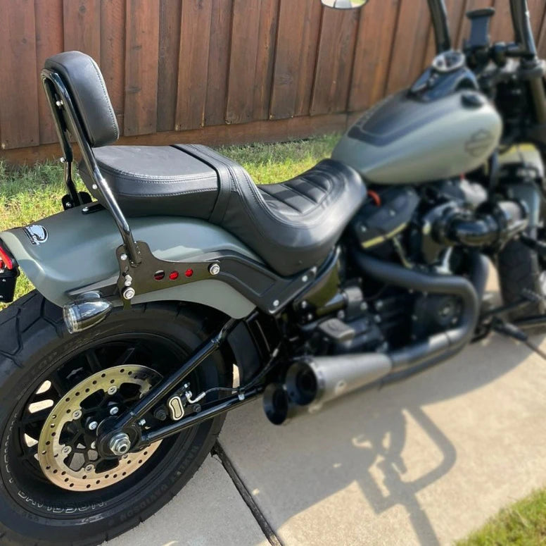 Wings Custom Sissy Bar King Low 16" Detachable - Fat Bob 18-24 - Gloss Black / Matte Black