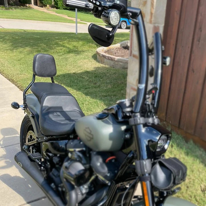 Wings Custom Sissy Bar King Low 16" Detachable - Fat Bob 18-24 - Gloss Black / Matte Black