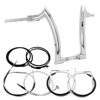 Wings Custom Front Diablo Rhino 2" Handlebar Kit with Cables & Wiring - Softail 11-15 (Cable Throttle) - Polished Stainless Steel