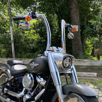 Wings Custom Front King Rhino 2" Handlebar Kit with Cables & Wiring - Fat Boy 11-15 (Cable Throttle) - Polished Stainless Steel