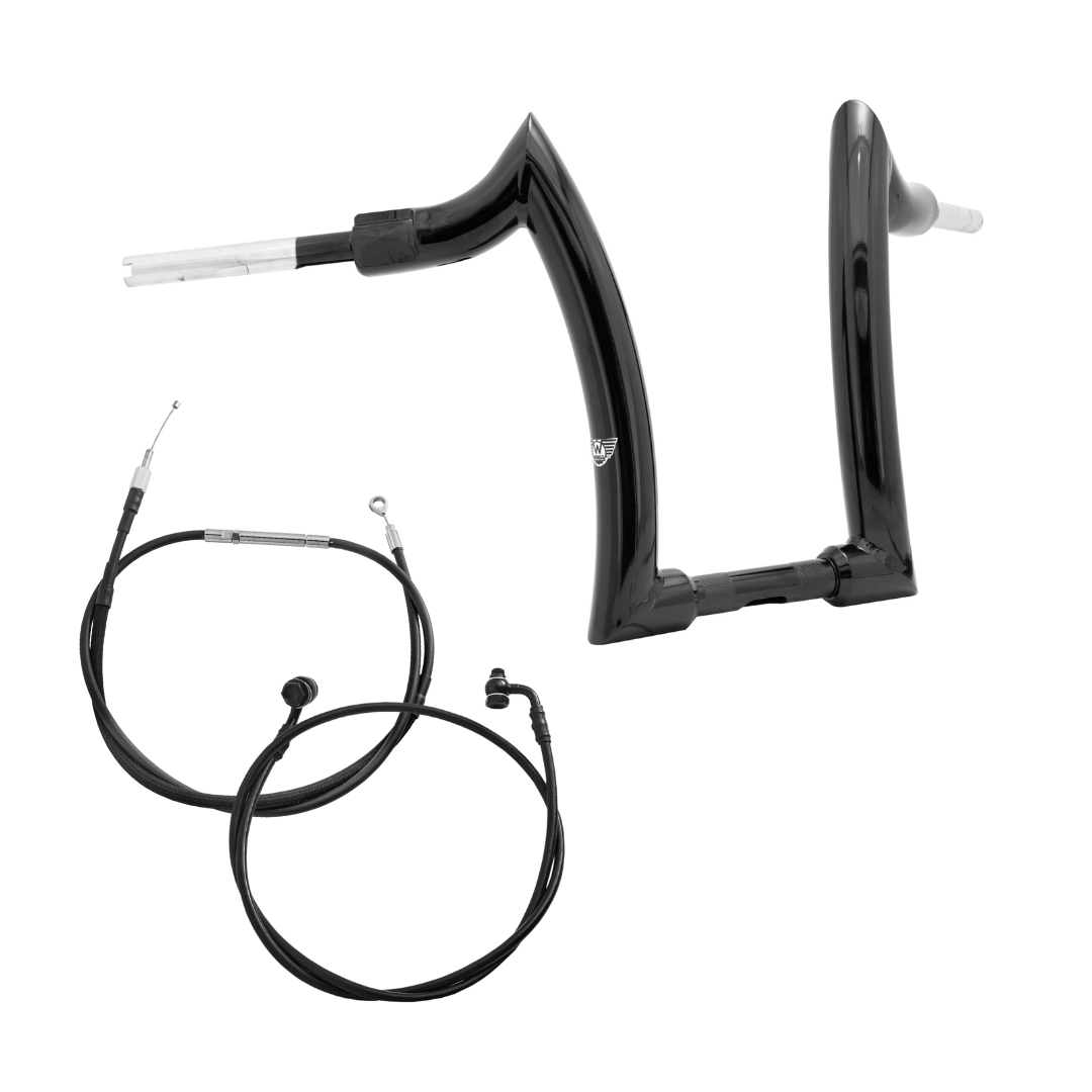 Wings Custom Front Diablo Rhino 2" Handlebar Kit with Cables - Road Glide 08-13 & 21-26 (Cable Clutch) - Gloss Black / Matte Black