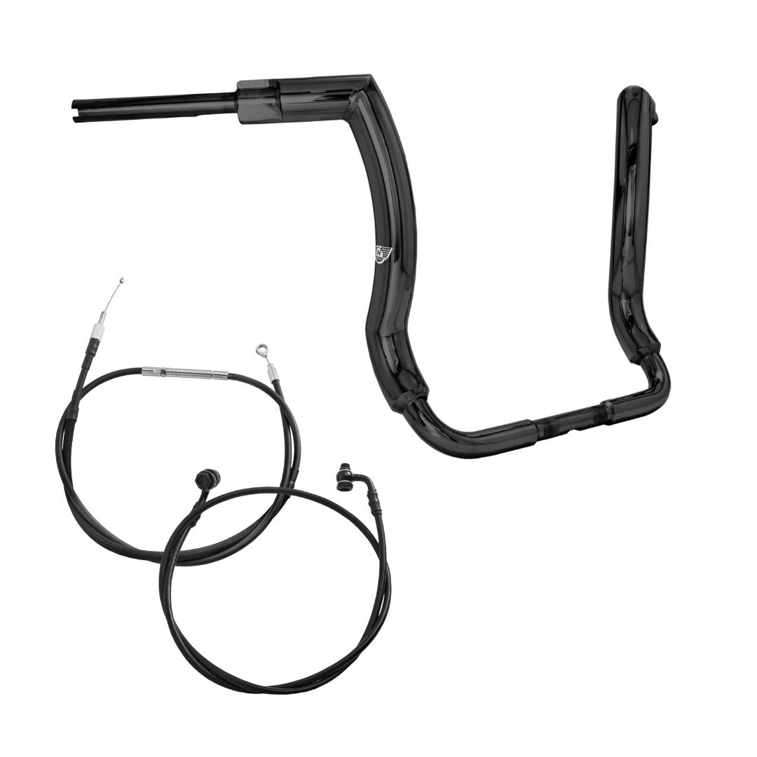 Wings Custom Front King Rhino 2" Handlebar Kit with Cables - Electra Glide 08-13 & 21-24 (Cable Clutch) - Gloss Black / Matte Black