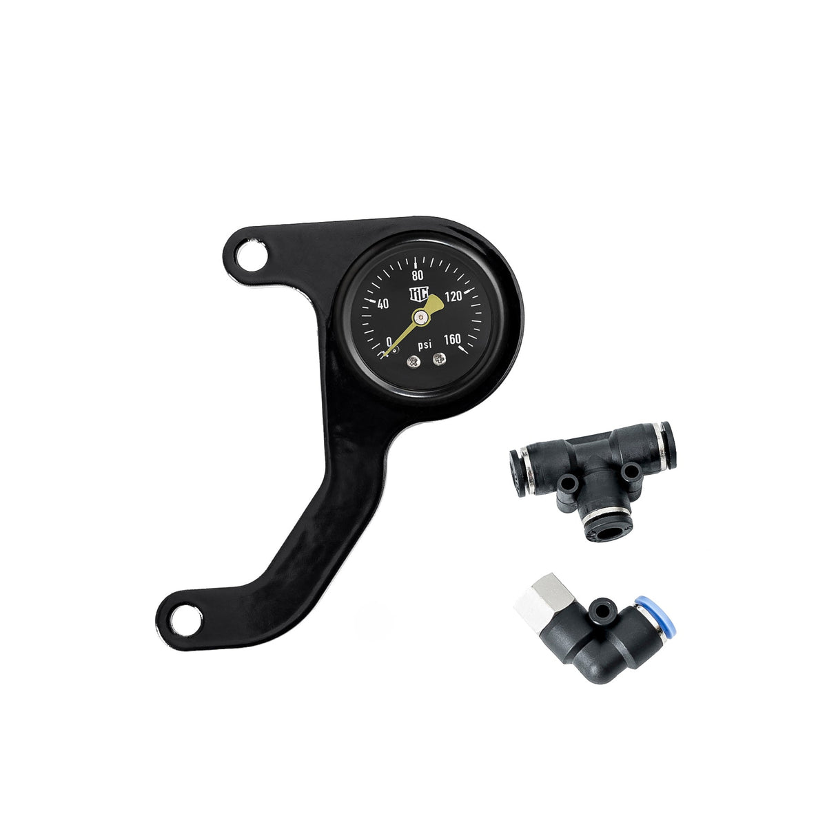 Killer Custom Black Rocker Box Mounted Air Ride Pressure Gauge Kit - Softail 18-up
