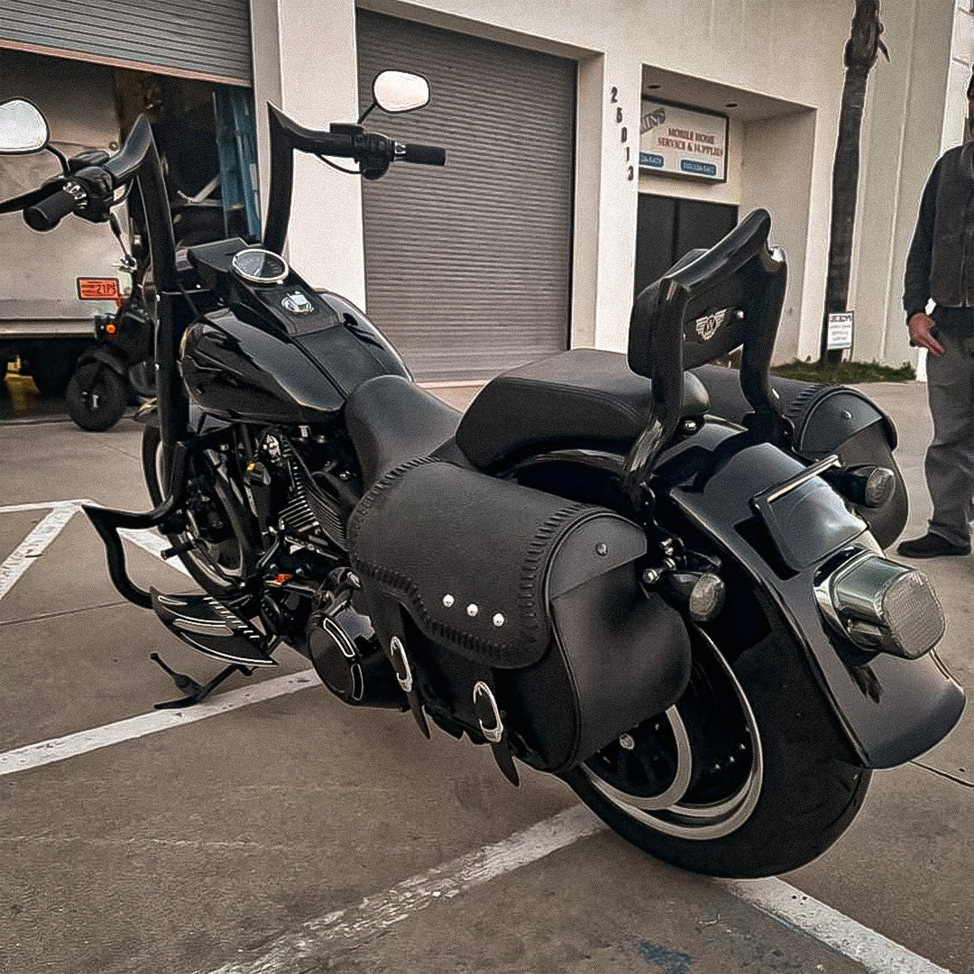 Wings Custom Diablo Curve Rhino 2" Handlebar Kit with Cables & Wiring - Softail 11-15 (Cable Throttle) - Gloss Black / Matte Black
