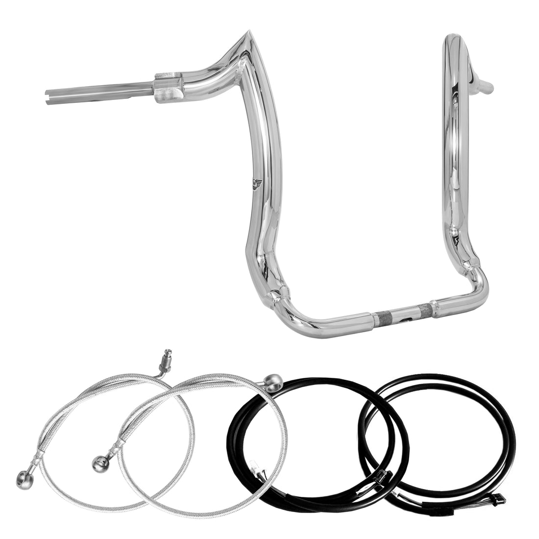 Wings Custom Diablo Front Rhino 2" Handlebar Kit with Cables & Wiring - Electra Glide 14-20 (Hydraulic Clutch) - Polished Stainless Steel