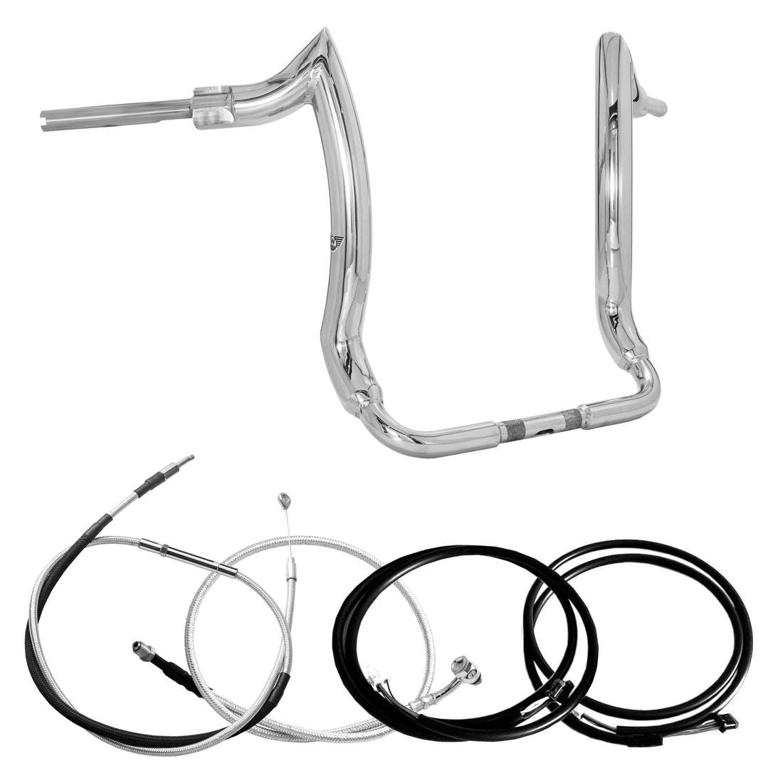 Wings Custom Diablo Front Rhino 2" Handlebar Kit with Cables & Wiring - Street Glide 21-26 (Cable Clutch) - Polished Stainless Steel