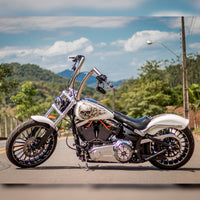 Wings Custom Front King Rhino 2" Handlebar Kit with Clamps, Cables & Wiring - Breakout 13-15 (Cable Throttle) - Polished Stainless Steel
