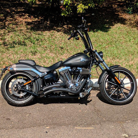Wings Custom Front King Rhino 2" Handlebar Kit with Clamps, Cables & Wiring - Breakout 13-15 (Cable Throttle) - Gloss Black / Matte Black