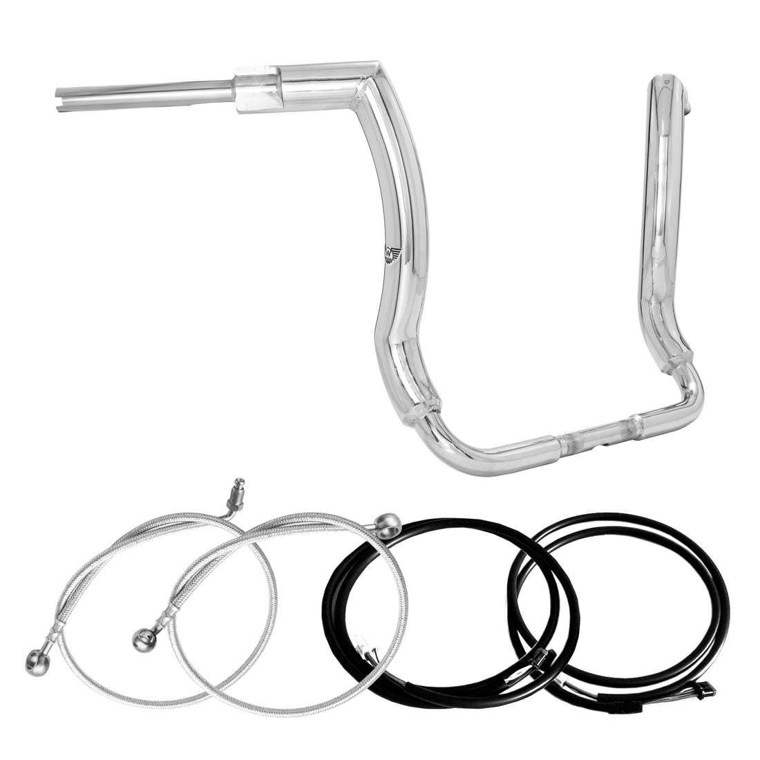 Wings Custom Front King Rhino 2" Handlebar Kit with Cables & Wiring - Electra Glide 14-20 (Hydraulic Clutch) - Polished Stainless Steel