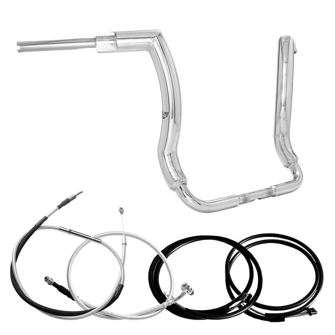 Wings Custom Front King Rhino 2" Handlebar Kit with Cables & Wiring - Electra Glide 21-24 (Cable Clutch) - Polished Stainless Steel