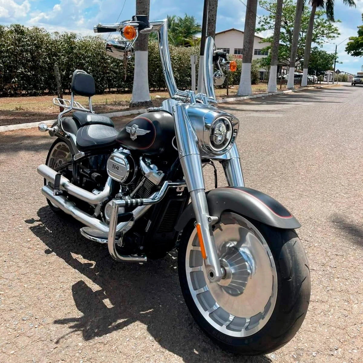 Wings Custom King Curve Rhino 2" Handlebars - Fat Boy 00-26 - Polished Stainless Steel