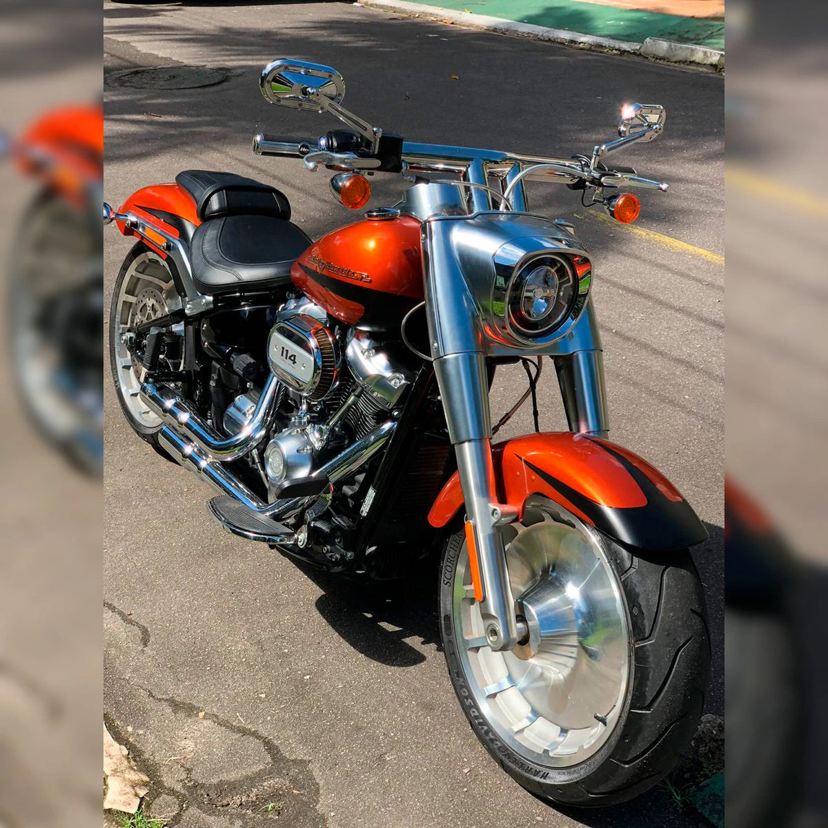 Wings Custom T-Bar Rhino 2" Handlebars - Fat Boy 00-26 - Gloss Black / Matte Black / Polished Stainless Steel