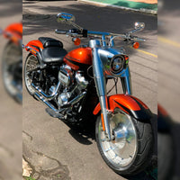 Wings Custom T-Bar Rhino 2" Handlebars - Fat Boy 00-26 - Gloss Black / Matte Black / Polished Stainless Steel